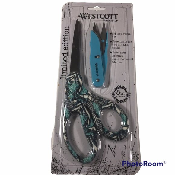 Westcott Limited Edition 2 Piece Blue 8” Scissors and Snip New - Picture 1 of 2